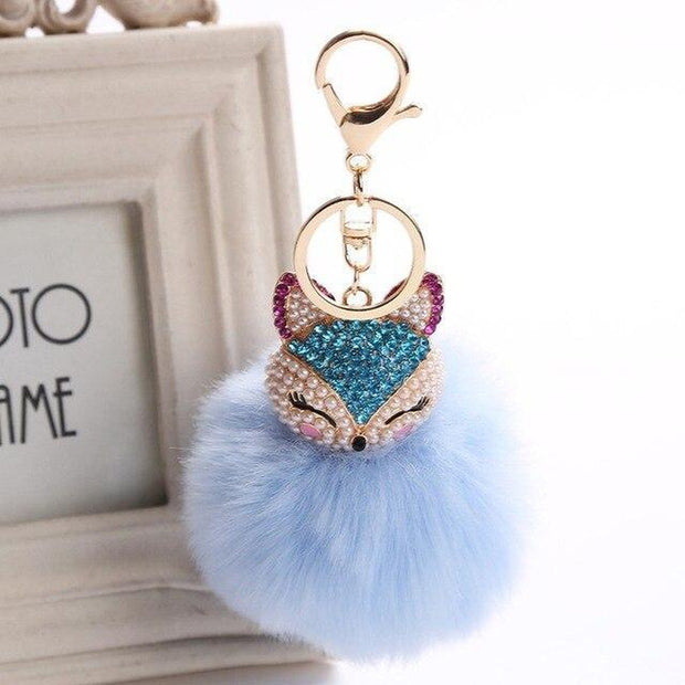 Crystal Fox In Fur Keychain-Sevenedge Perfect Gifts