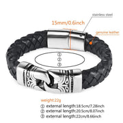 Engraved Metal And Braided Leather Bracelet-Sevenedge Perfect Gifts