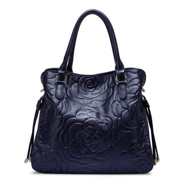 Flower Patterned Leather Handbag-Sevenedge Perfect Gifts