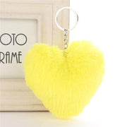 Fluffy Pompom Heart Keychain-Sevenedge Perfect Gifts