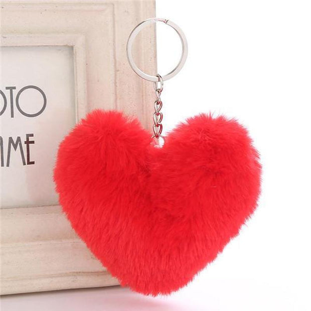 Fluffy Heart Key Chain