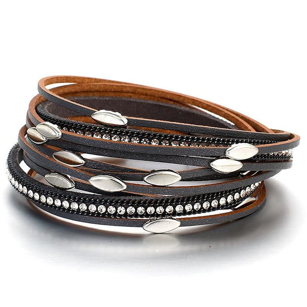 Leaf Charm Leather Bracelet-Sevenedge Perfect Gifts
