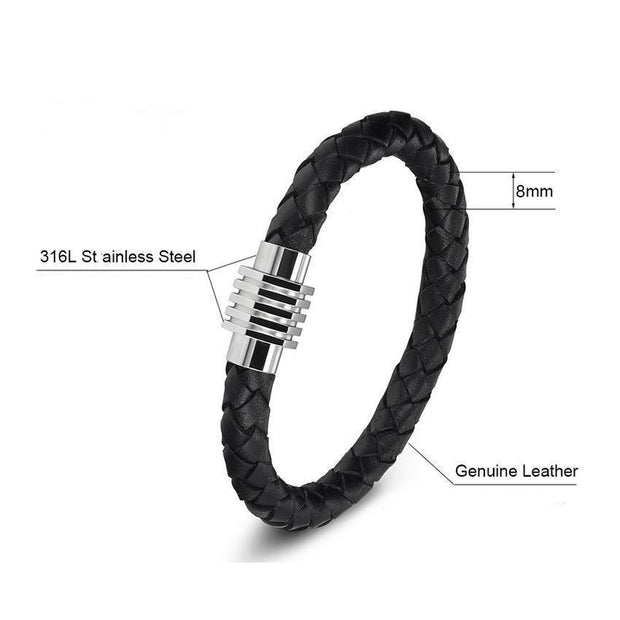 Leather And Stainless Steel Funky Bracelet-Sevenedge Perfect Gifts
