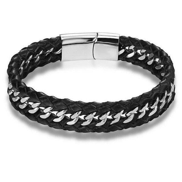 Leather And Steel Interwoven Bracelet-Sevenedge Perfect Gifts