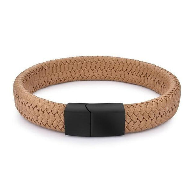 Men’s Simple Brown/Black Braided Leather Bracelet-Sevenedge Perfect Gifts