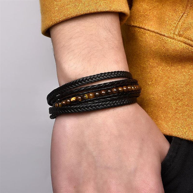 Metal And Natural Stone Beads Bracelet For Men-Sevenedge Perfect Gifts