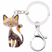 Multi-Hued Metal Enamel Kitten Key Chain-Sevenedge Perfect Gifts