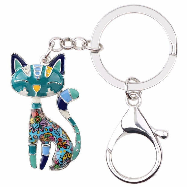Multi-Hued Metal Enamel Kitten Key Chain-Sevenedge Perfect Gifts