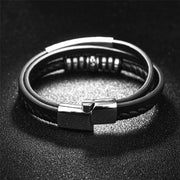 Stainless Steel And Leather 3-Strand Bracelet-Sevenedge Perfect Gifts