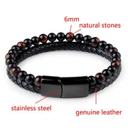 Stone And Leather Bracelet For Men-Sevenedge Perfect Gifts