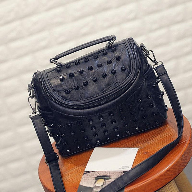 Studded Leather Messenger Bag-Sevenedge Perfect Gifts