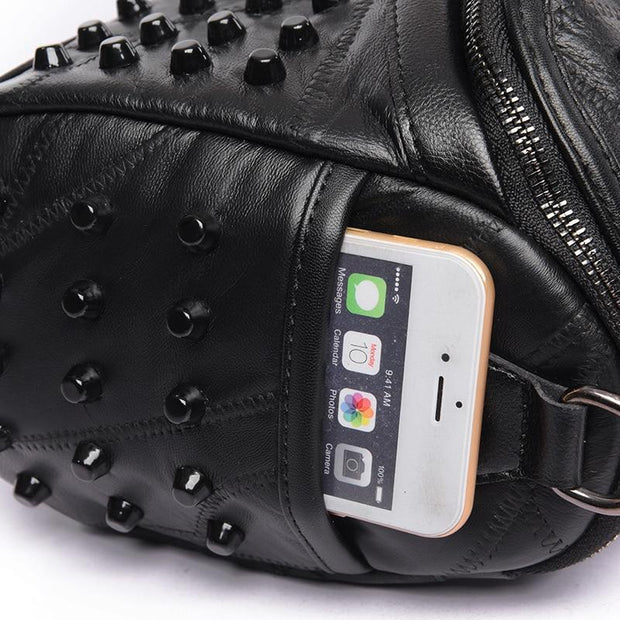 Studded Leather Messenger Bag-Sevenedge Perfect Gifts