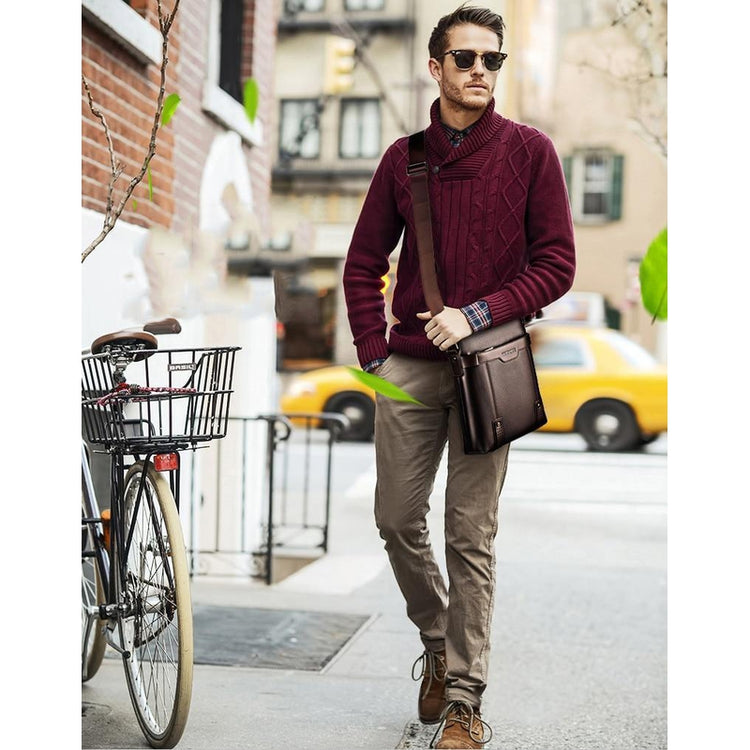 Men's vegan leather messenger bag sale